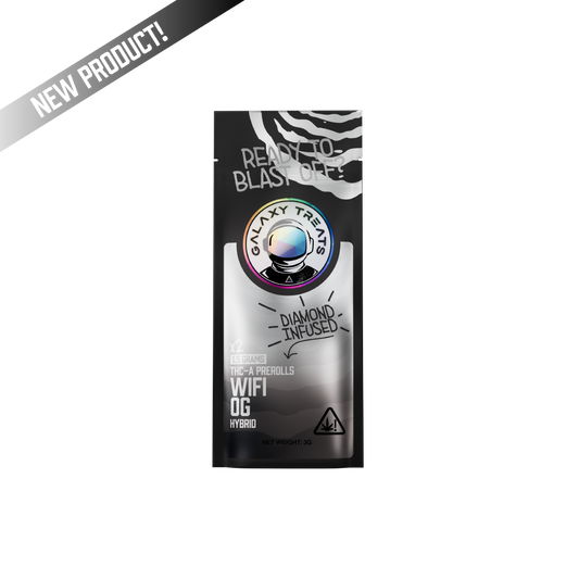 Wifi OG THCA Prerolls - 1.5 Gram Hybrid Flower - Front Shot of Packaging - Galaxy Treats in the U.S.