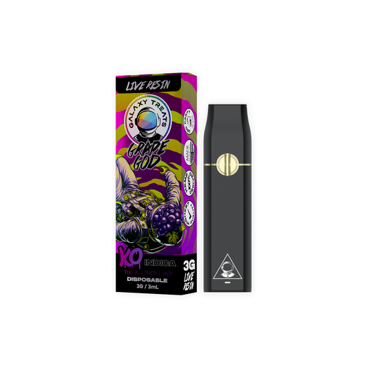 Grape God Vape Pen - Live Resin Indica - Front Shot of Disposable - Galaxy Treats in the U.S.