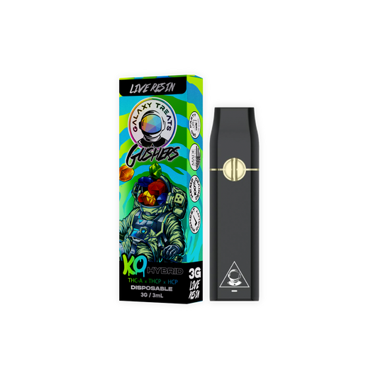 Gushers Vape Pen - Live Resin Hybrid - Front Shot of Disposable - Galaxy Treats in the U.S.