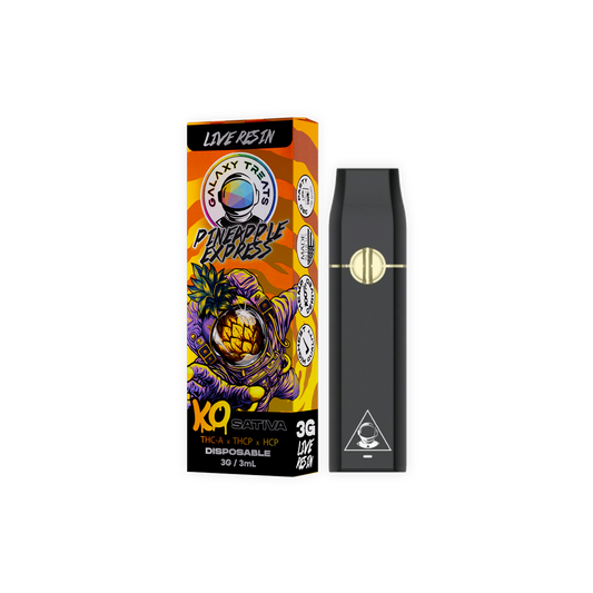Pineapple Express Vape Pen - Live Resin Sativa - Front Shot of Disposable - Galaxy Treats in the U.S.