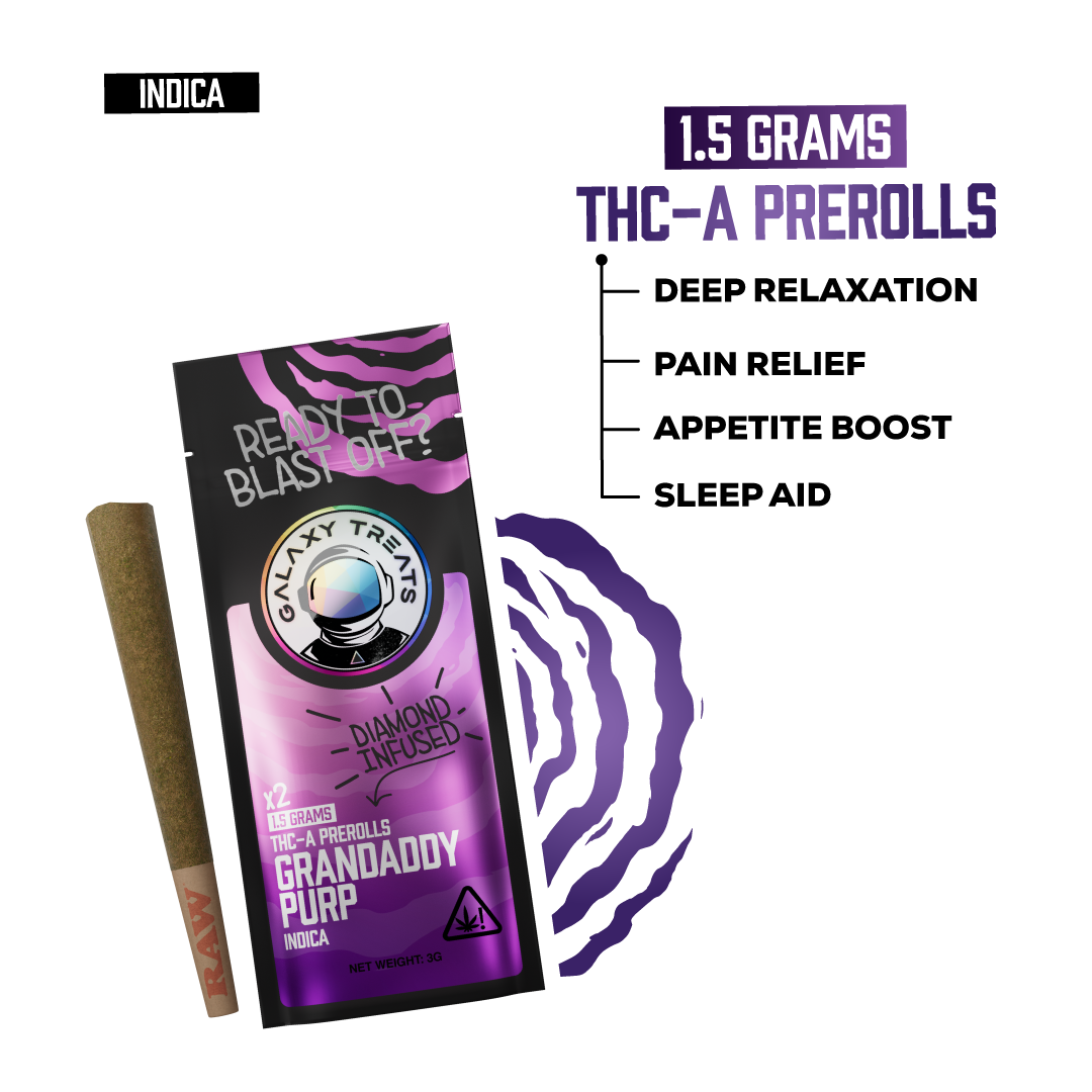 Grandaddy Purp - Diamond Infused 2ct THCA Prerolls