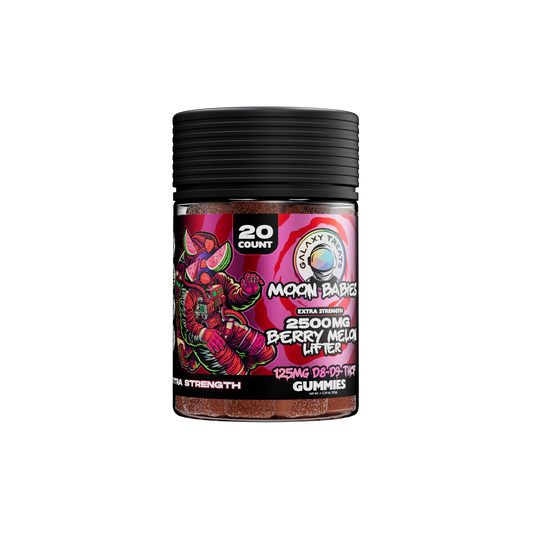 Extra Strength D8 D9 THCP Gummies - 125MG Berry Melon Lifter Edibles - Front Shot of Gummy Jar - Galaxy Treats in the U.S.