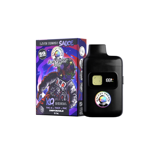 Blackberry Kush Vape Pen - Live Resin Indica - Front Shot of Disposable - Galaxy Treats in the U.S.