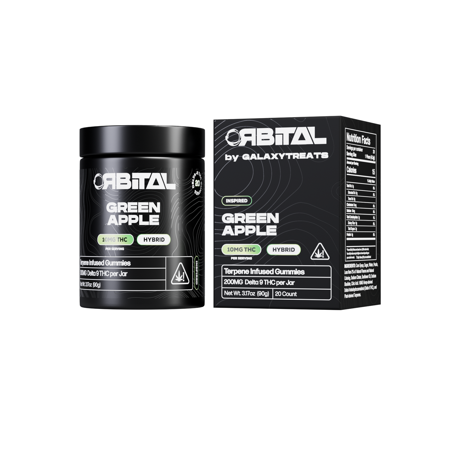 Orbital Green Apple 10mg D9 Hybrid Gummies