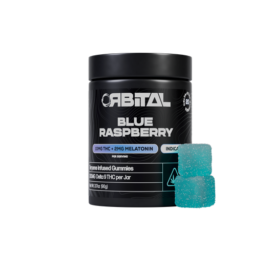 Blue Raspberry Delta 9 Gummies - 10MG Delta 9 2MG Melatonin - Front Facing Product Image - Galaxy Treats in the U.S.