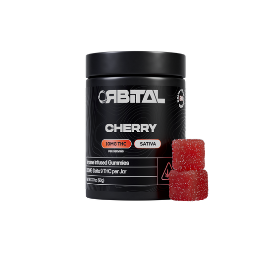 Cherry Delta 9 Gummies - 10MG Delta 9 Sativa - Front Facing Product Image - Galaxy Treats in the U.S.