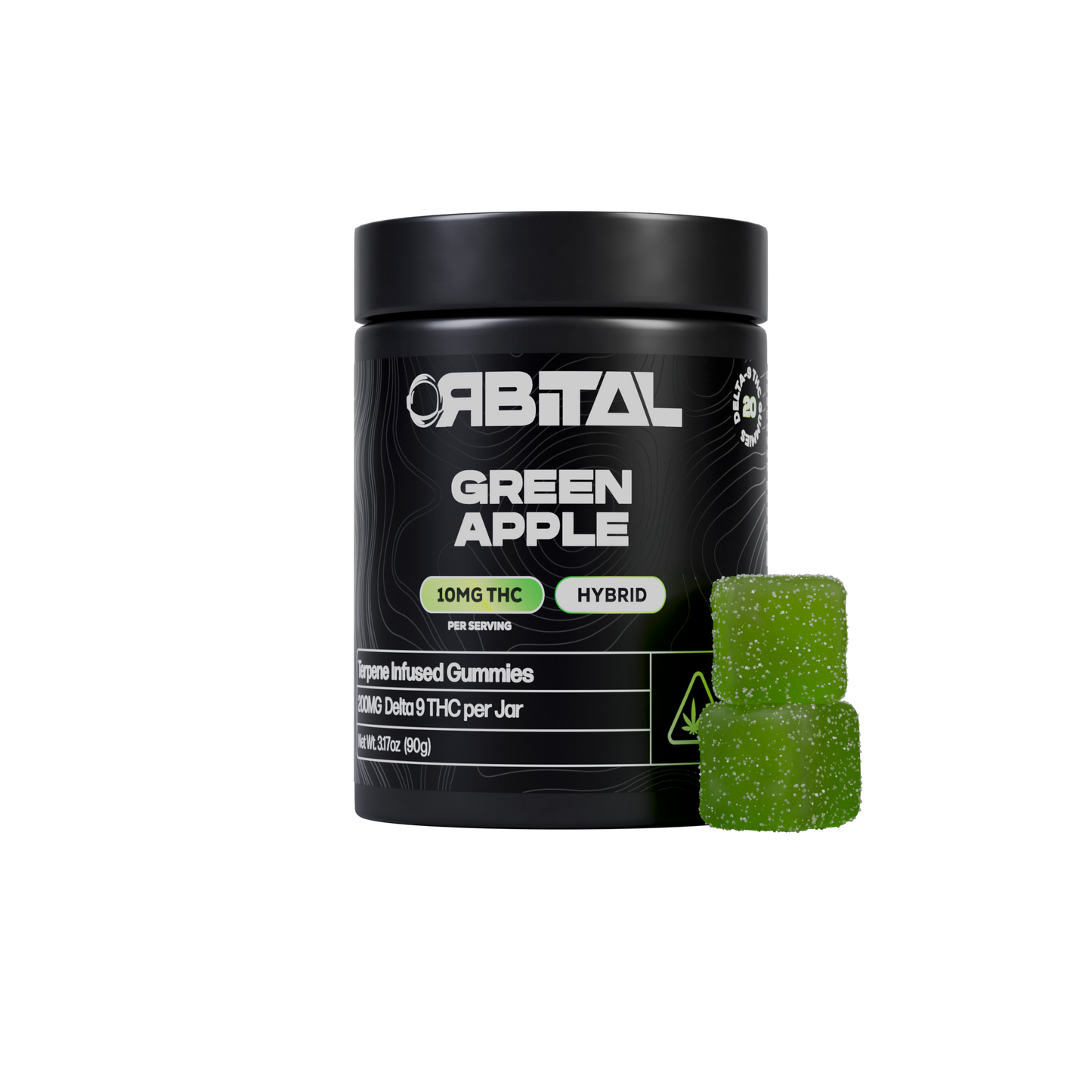 Green Apple Delta 9 Gummies - 10MG Delta 9 Hybrid - Front Facing Product Image - Galaxy Treats in the U.S.