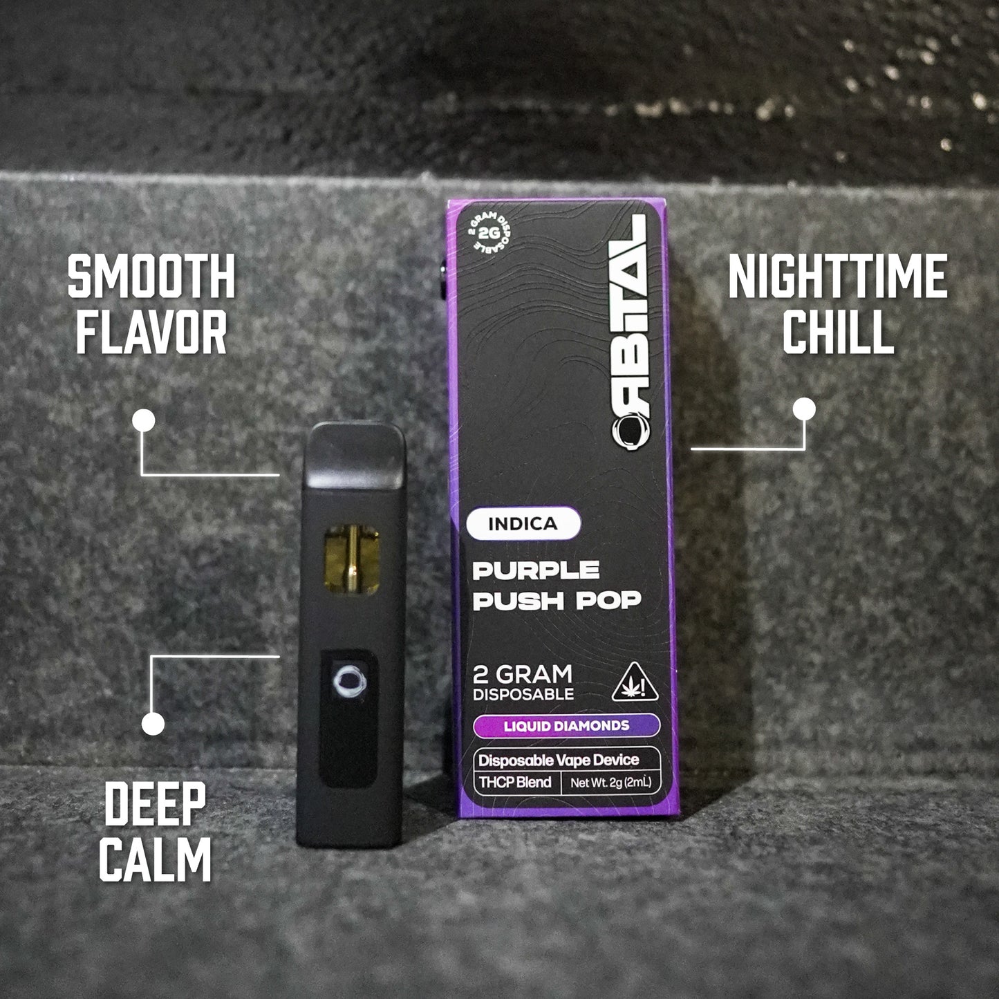 Purple Push Pop Vape - Orbital 2G Indica Disposable - THCP Liquid Diamonds - Premium Blend Benefits - Galaxy Treats in the U.S.
