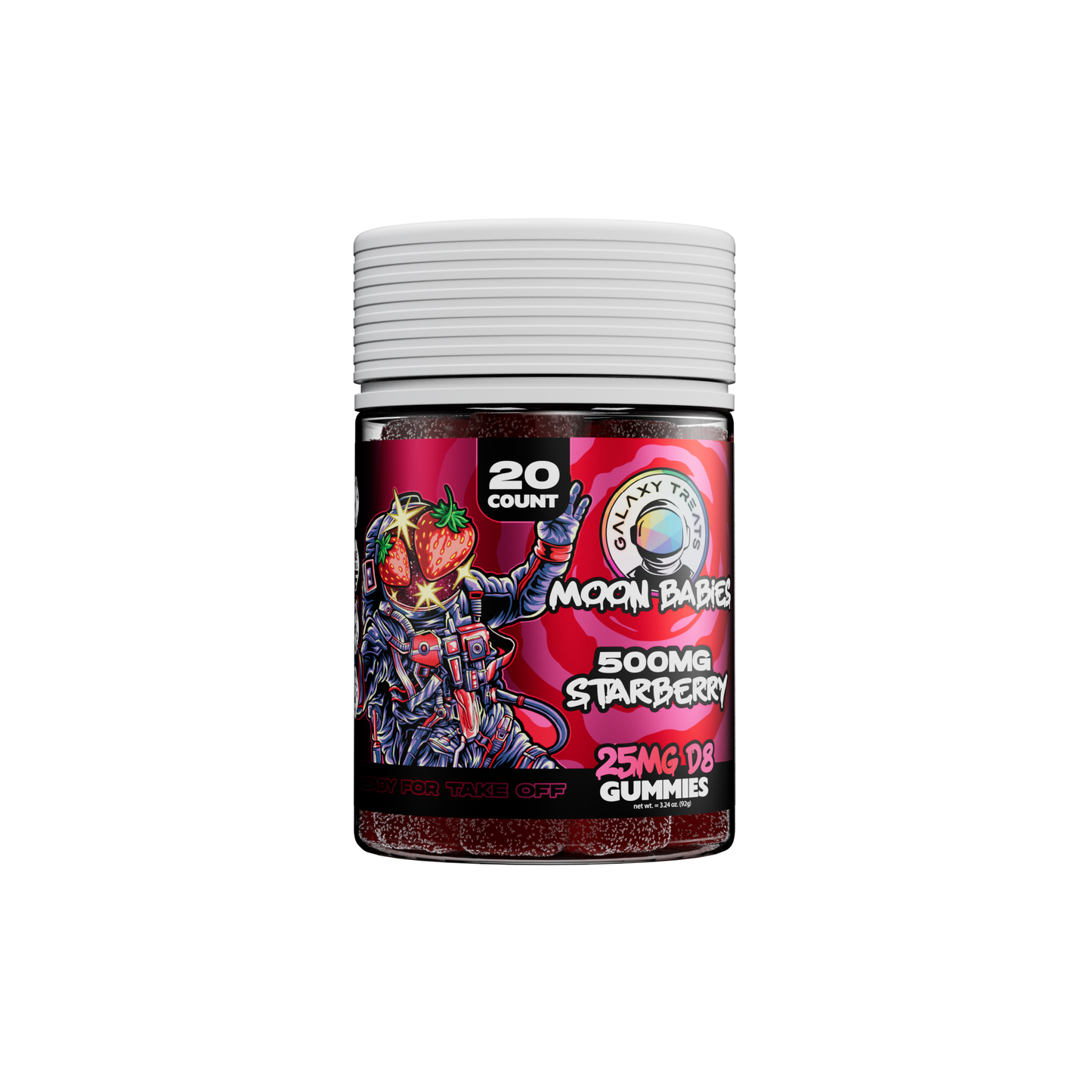 Starberry Delta 8 Gummies - 25MG Delta 8 - Front Facing Product Image - Strawberry Flavored Edibles - Galaxy Treats in the U.S.