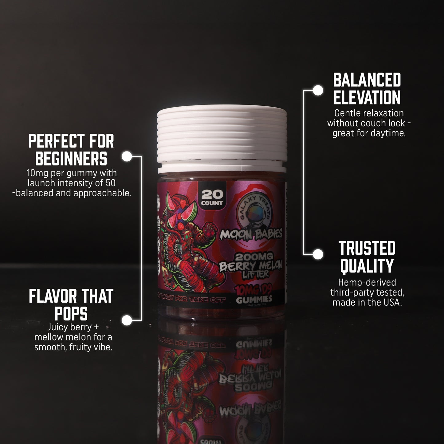 Berry Melon Lifter Delta 9 Gummies - 10MG Delta 9 - D9 Edibles Top Selling Points - Galaxy Treats in the U.S.