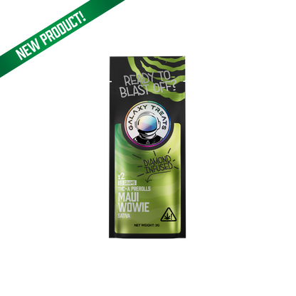 Maui Wowie THCA Prerolls - 1.5 Gram Sativa Flower - Front Shot of Packaging - Galaxy Treats in the U.S.