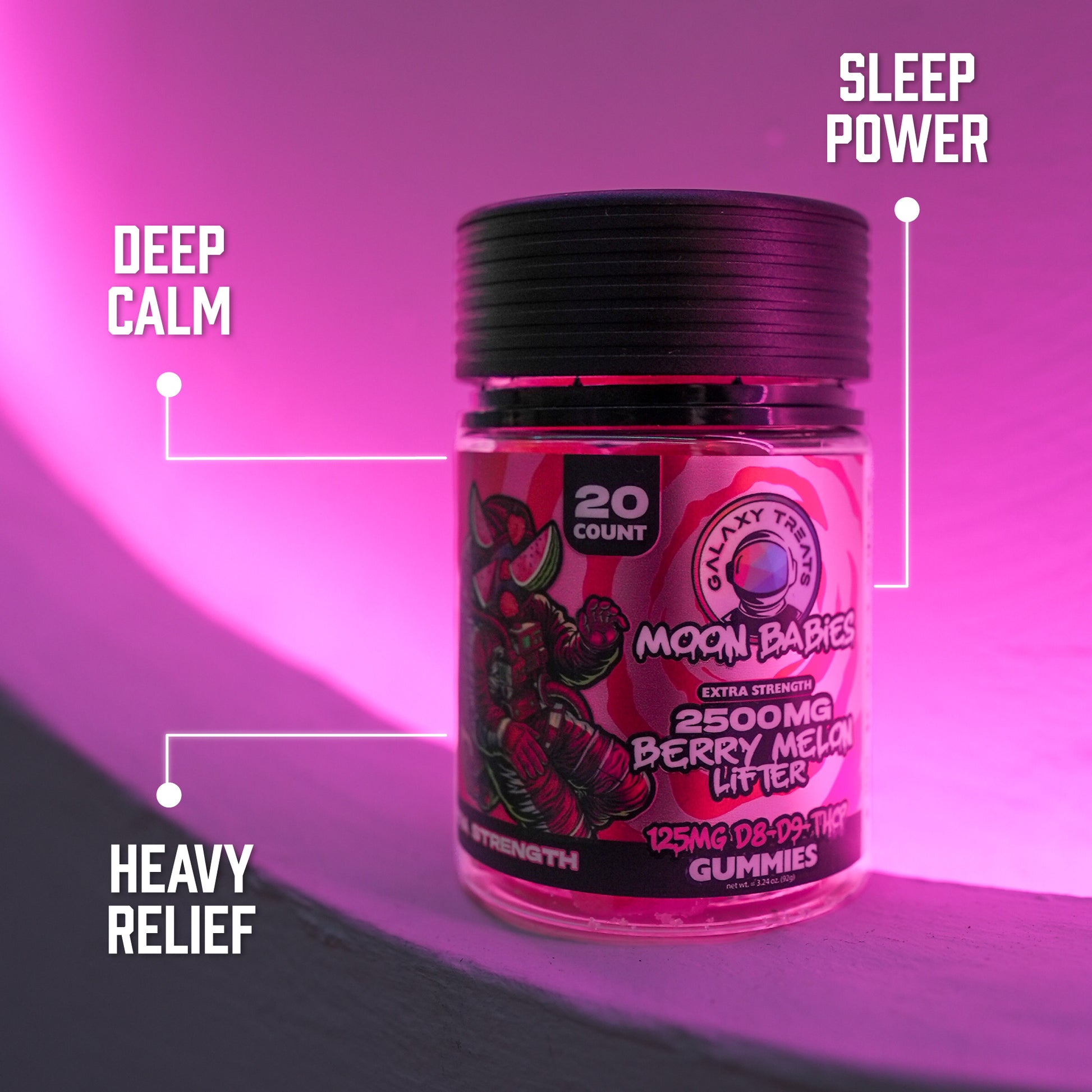 Extra Strength D8 D9 THCP Gummies - 125MG Berry Melon Flavor Delta Edibles - Benefits - Galaxy Treats in the U.S.