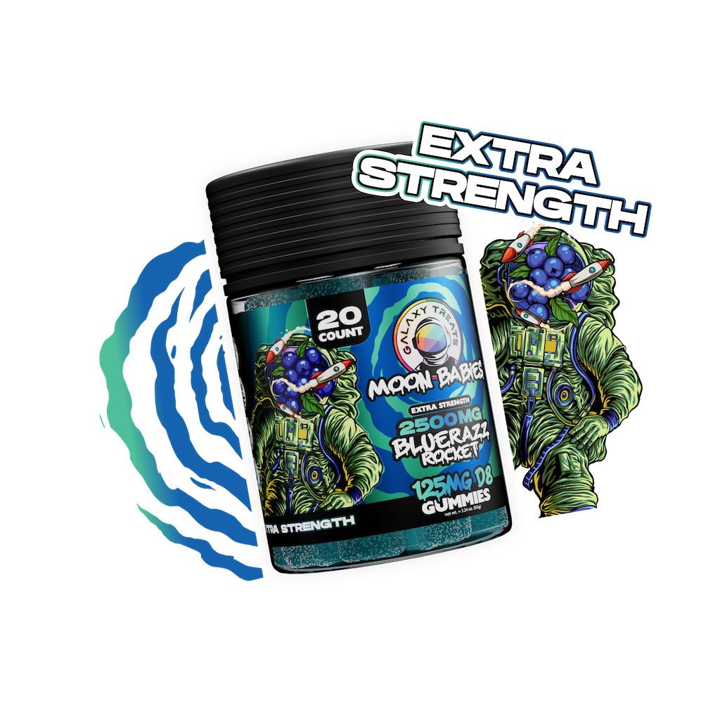 D9 Blue Razz Bluerazz Rocket D8 Extra Strength Gummies – Galaxy Treats