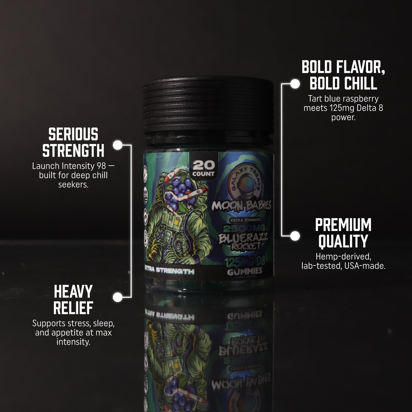 Bluerazz Rocket Extra Strength Delta 8 Gummies - 125MG Delta 8 Blue Raspberry Edibles - Top Selling Points - Galaxy Treats in the U.S.