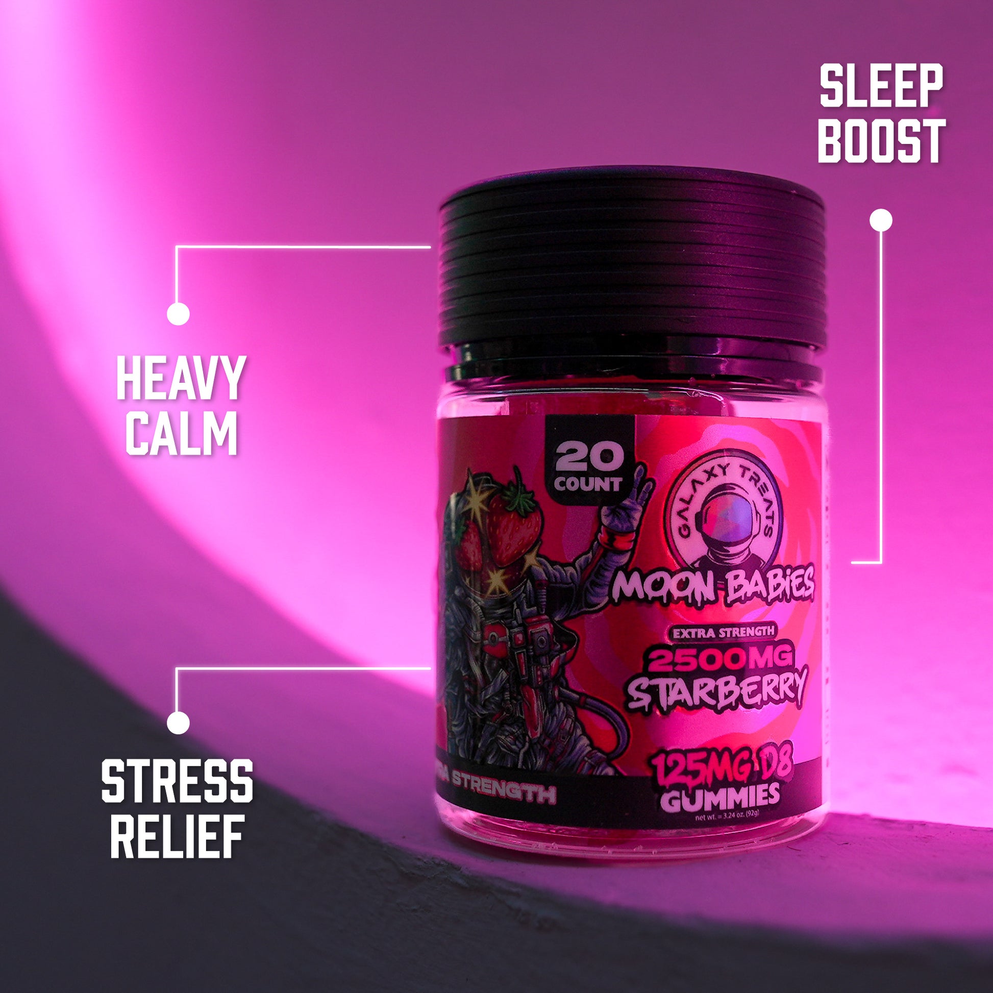 Starberry Extra Strength Delta 8 Gummies - 125MG Strawberry Flavor Delta 8 Edibles - Benefits - Galaxy Treats in the U.S.