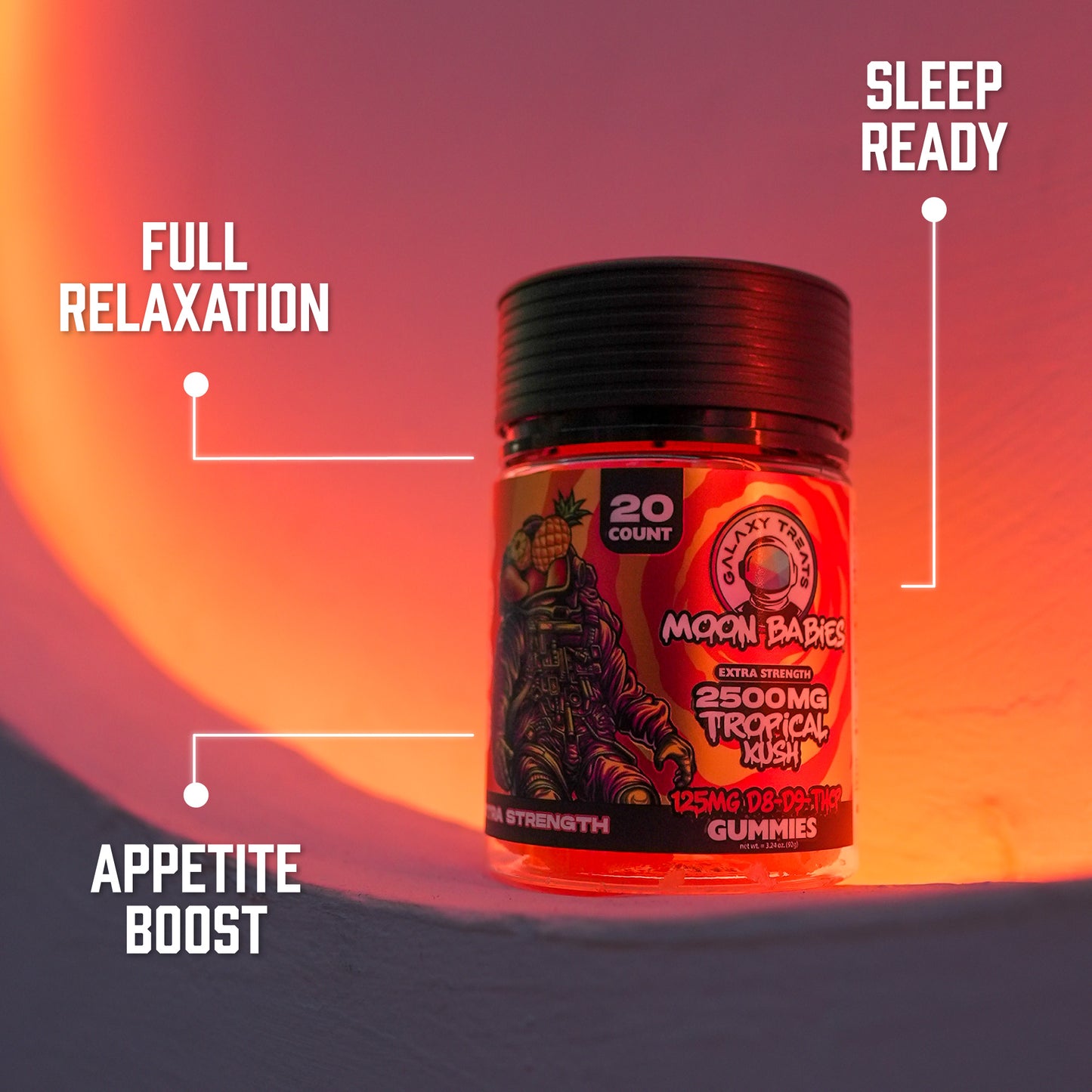 Extra Strength D8 D9 THCP Gummies - 125MG Tropical Flavor Delta Edibles - Benefits - Galaxy Treats in the U.S.