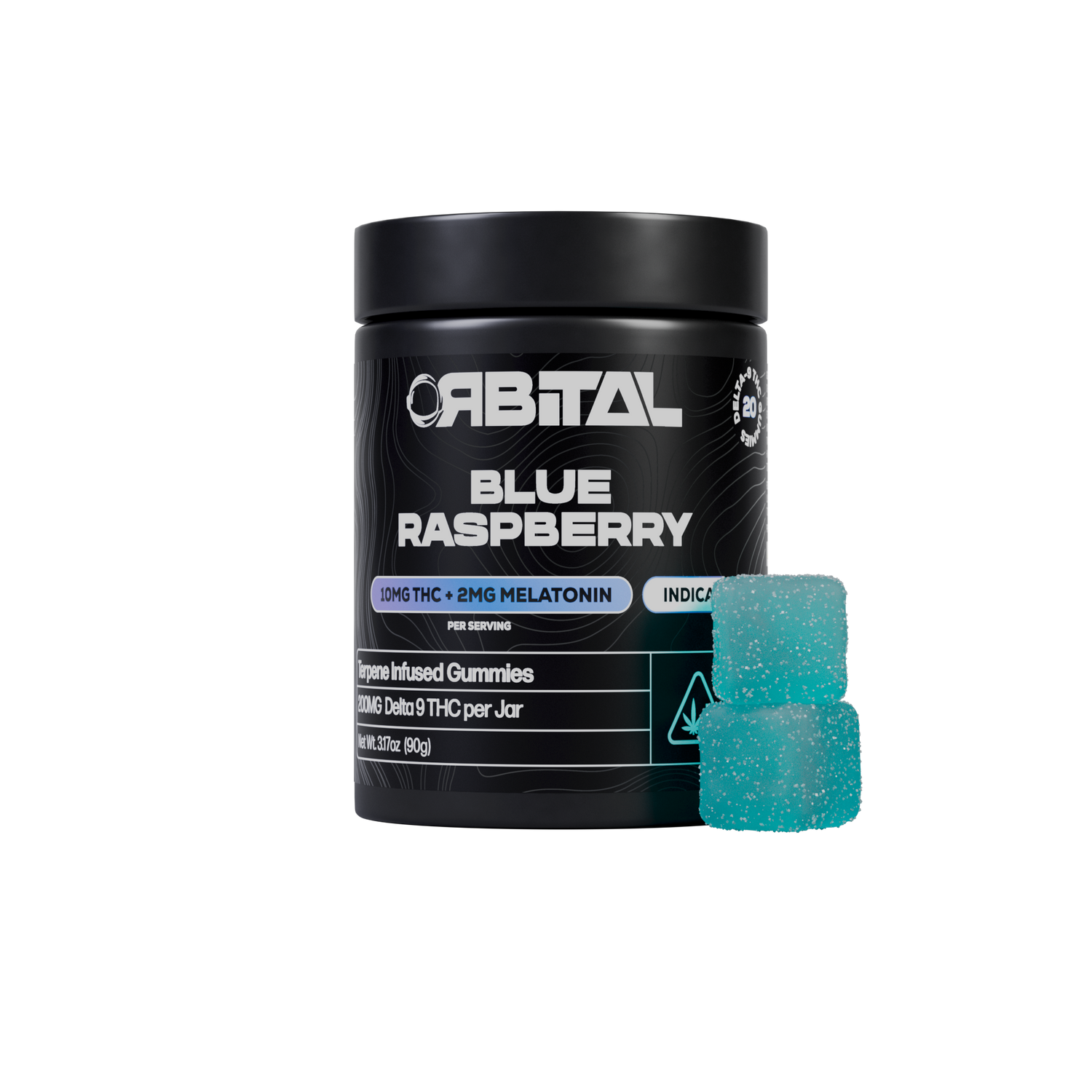 Blue Raspberry Delta 9 Gummies - 10MG Delta 9 2MG Melatonin - Front Facing Product Image - Galaxy Treats in the U.S.