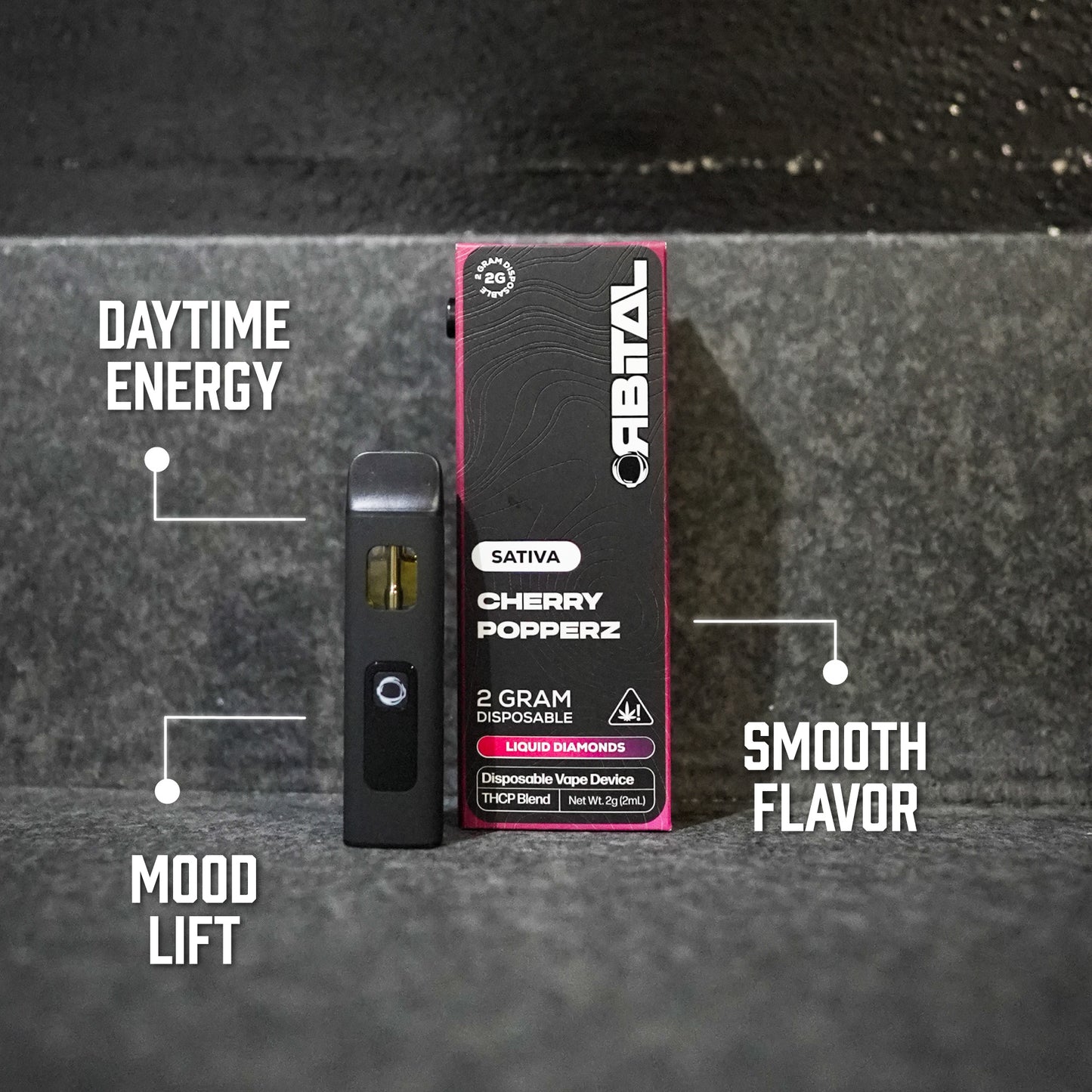Cherry Popperz Vape - Orbital 2G Sativa Disposable - THCP Liquid Diamonds - Premium Blend Benefits - Galaxy Treats in the U.S.