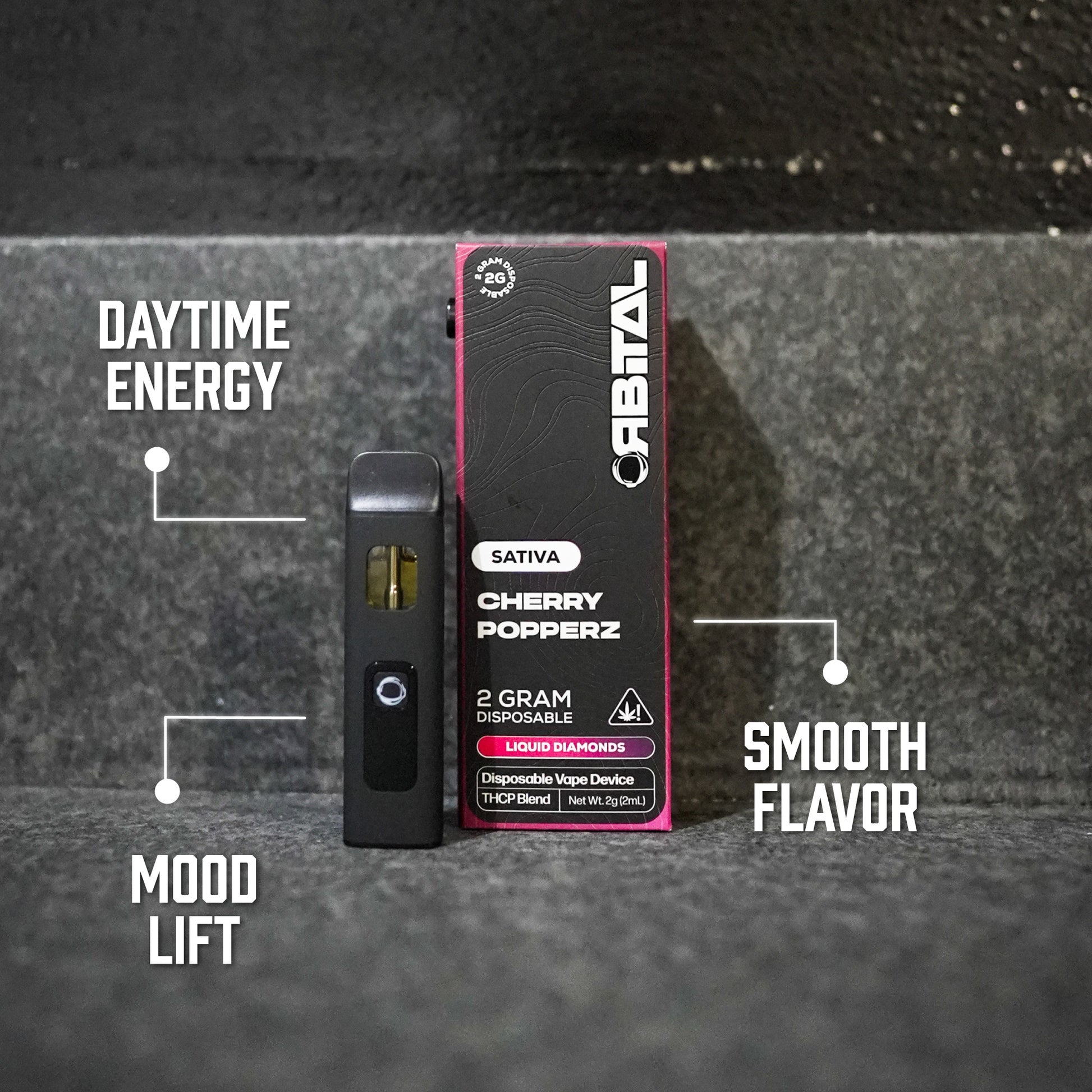 Cherry Popperz Vape - Orbital 2G Sativa Disposable - THCP Liquid Diamonds - Premium Blend Benefits - Galaxy Treats in the U.S.