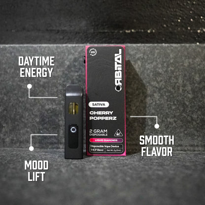 Cherry Popperz Vape - Orbital 2G Sativa Disposable - THCP Liquid Diamonds - Premium Blend Benefits - Galaxy Treats in the U.S.