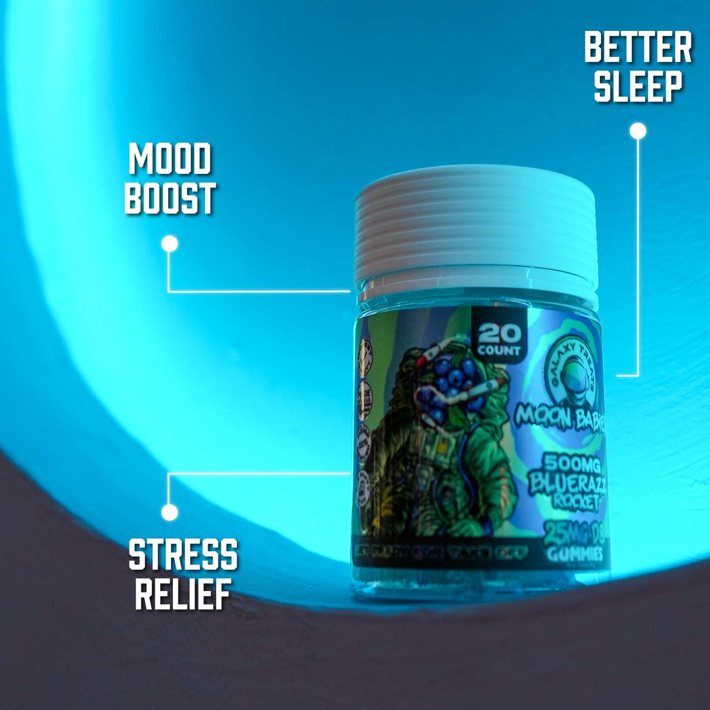 Bluerazz Rocket Delta 8 Gummies - 25MG Delta 8 Edible - Blue Raspberry Flavored Edible Benefits - Galaxy Treats in the U.S.