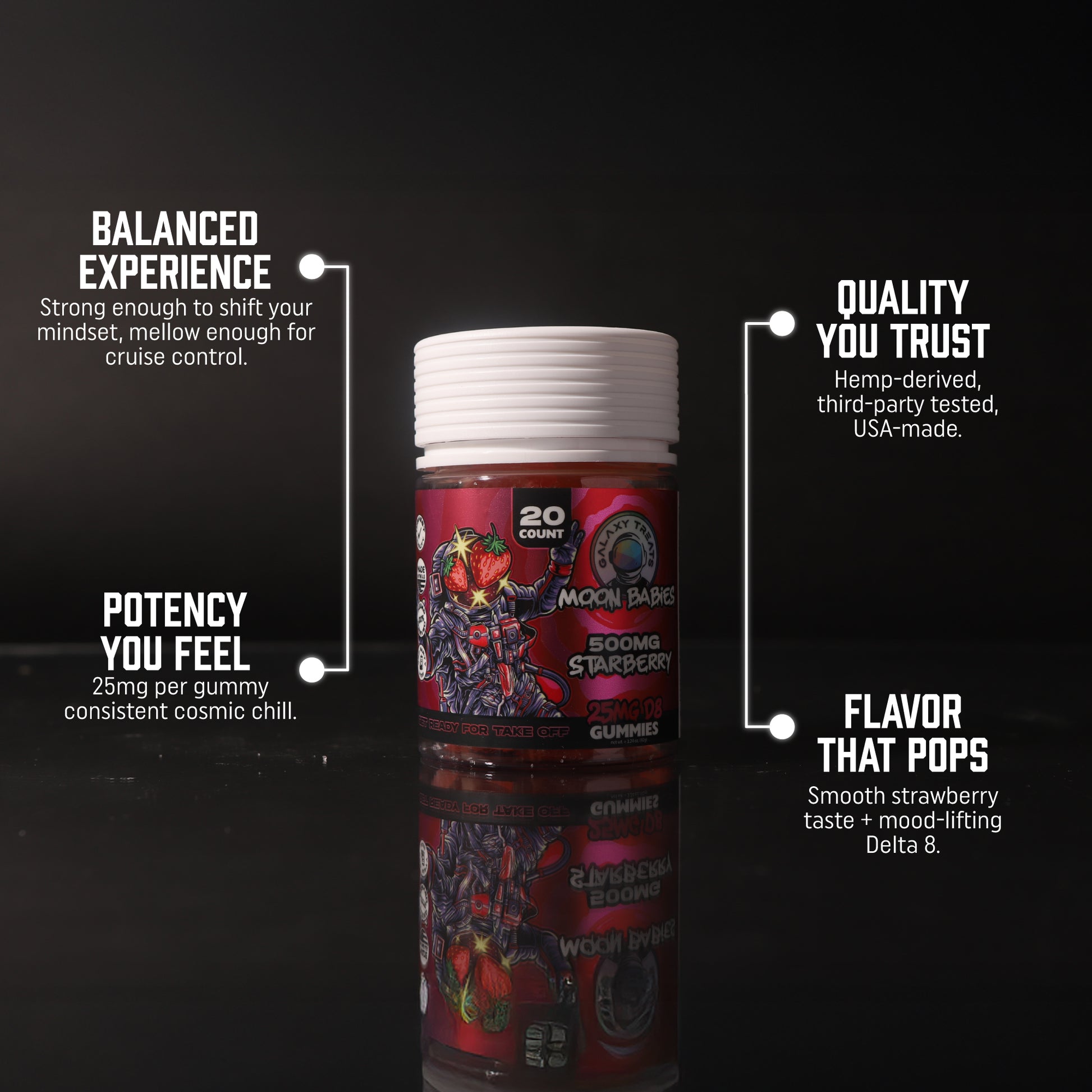 Starberry Delta 8 Gummies - 25MG Delta 8 Edible Benefits - Strawberry Edibles Top Selling Points - Galaxy Treats in the U.S.