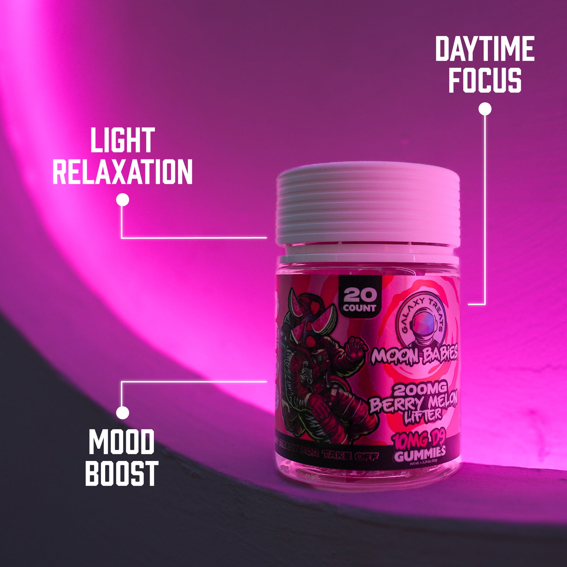 Berry Melon Lifter Delta 9 Gummies - 10MG Delta 9 - Front Facing Product Image - Highlighting Edible Benefits - Galaxy Treats in the U.S.