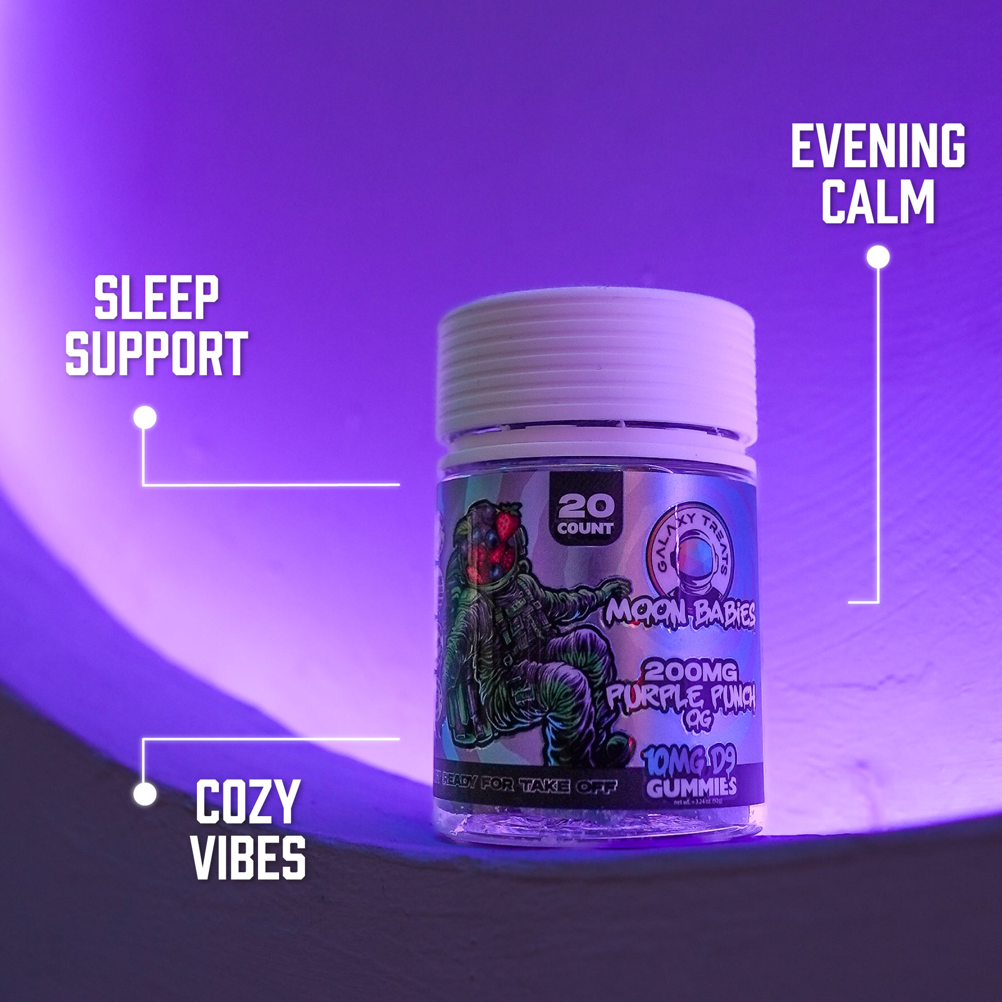 Purple Punch OG Delta 9 Gummies - 10MG Delta 9 - Purple Hue Product Image - Edible Benefits - Galaxy Treats in the U.S.