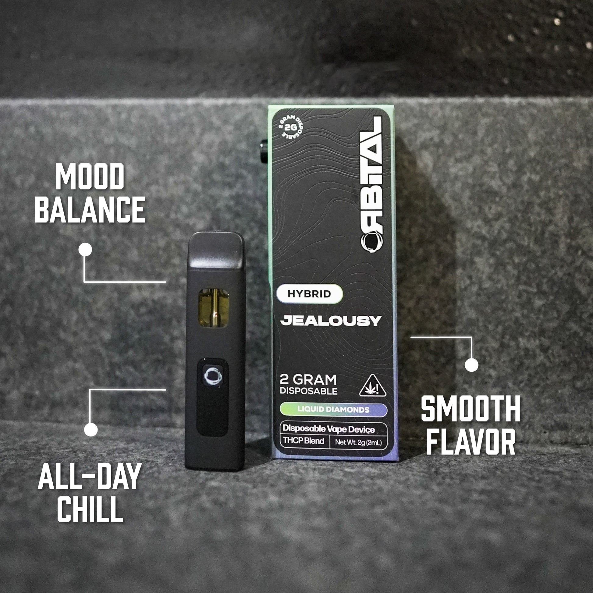 Jealousy Vape - Orbital 2G Hybrid Disposable - THCP Liquid Diamonds - Premium Blend Benefits - Galaxy Treats in the U.S.