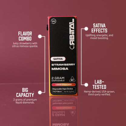 Strawberry Mimosa Vape - Orbital 2G Sativa Disposable - THCP Liquid Diamonds - Top Selling Points - Galaxy Treats in the U.S.