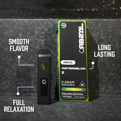 Watermelon Z Vape - Orbital 2G Indica Disposable - THCP Liquid Diamonds - Premium Blend Benefits - Galaxy Treats in the U.S.