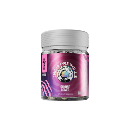 Sundae Driver 50 Count THCA Prerolls - 1.5 Gram Hybrid Flower - Front Shot of Packaging Jar - Galaxy Treats in the U.S.